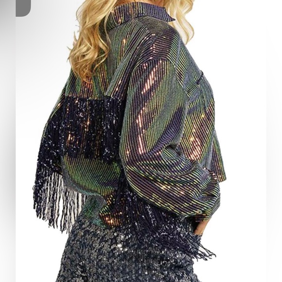 Sequin Fringe Button Up - Picture 3 of 9